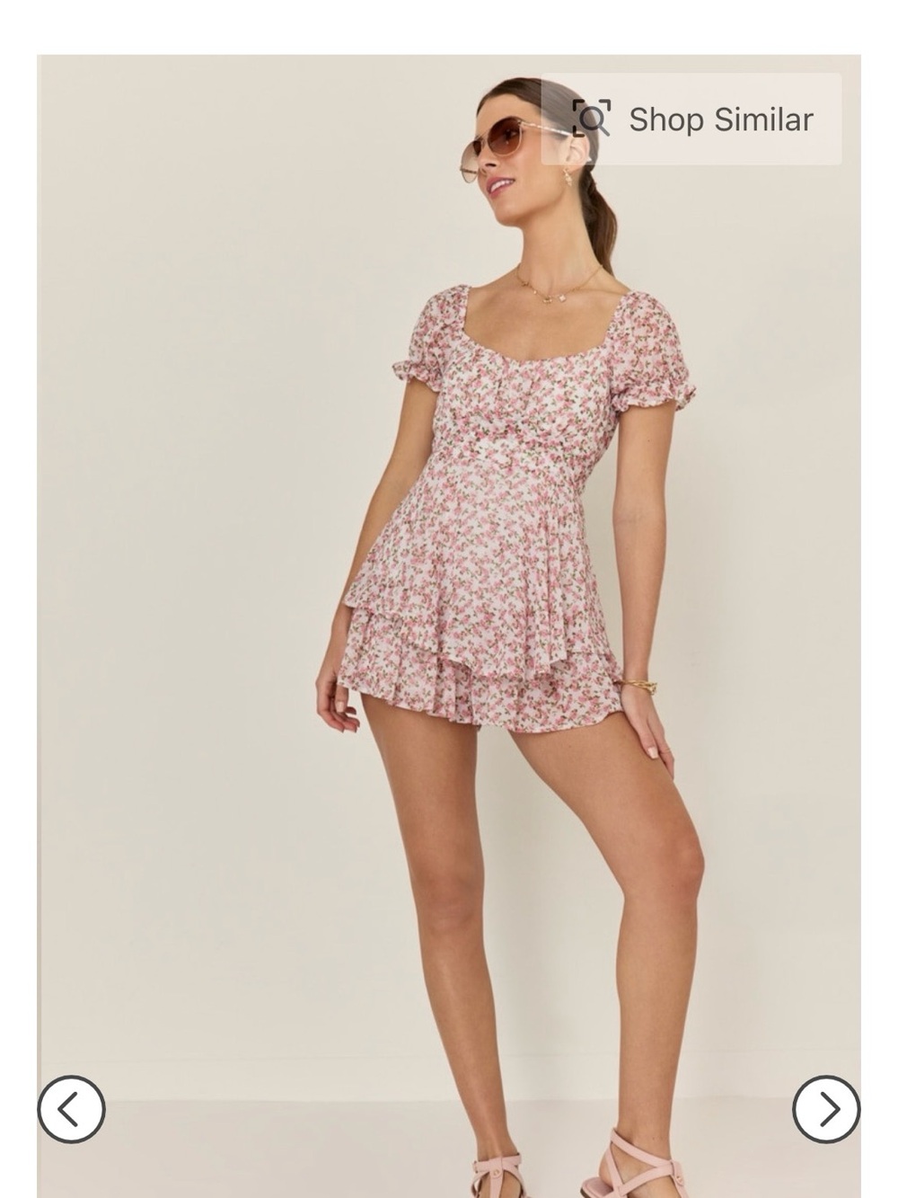 Francesca's Collections Pink Floral Tiered Mini Dress
